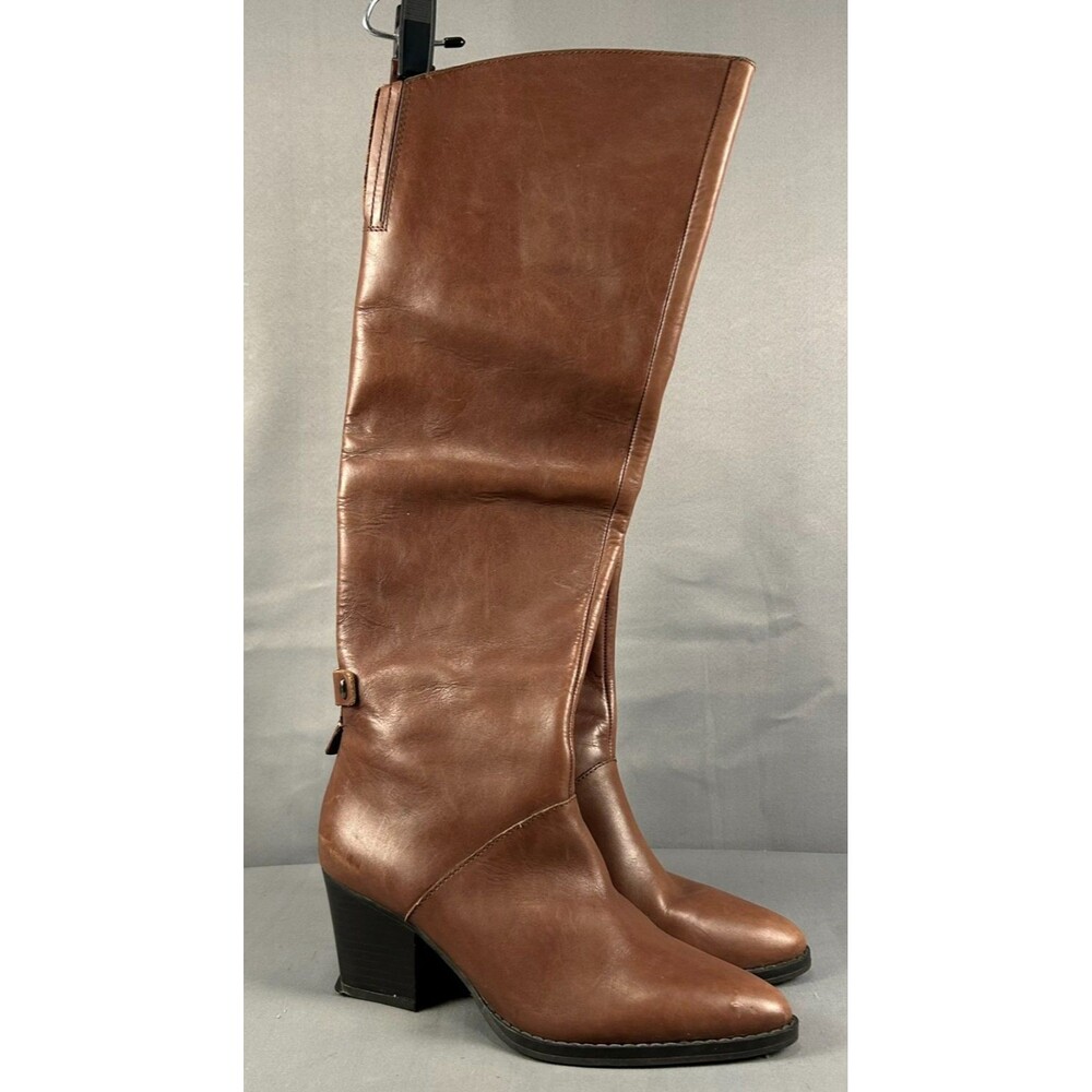 Sarto Franco Sarto Caylen Brown Leather Knee High Boots Womens 8M EU 38 Block